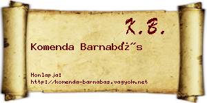 Komenda Barnabás névjegykártya